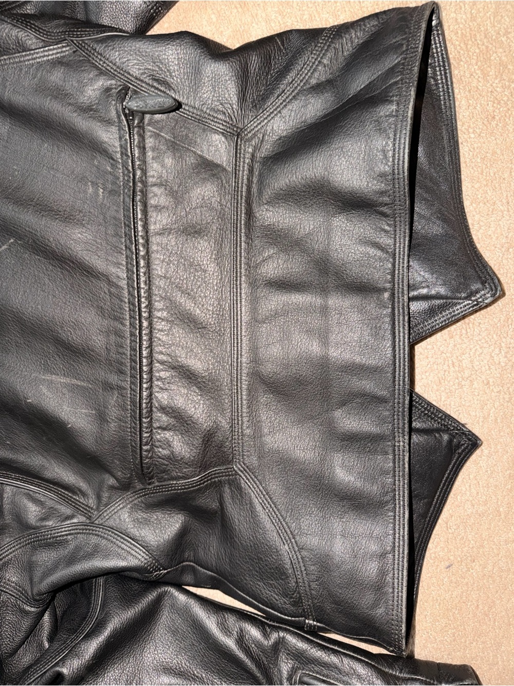 Classic Black Leather Motorcycle Jacket - Women - Picture 12 of 13